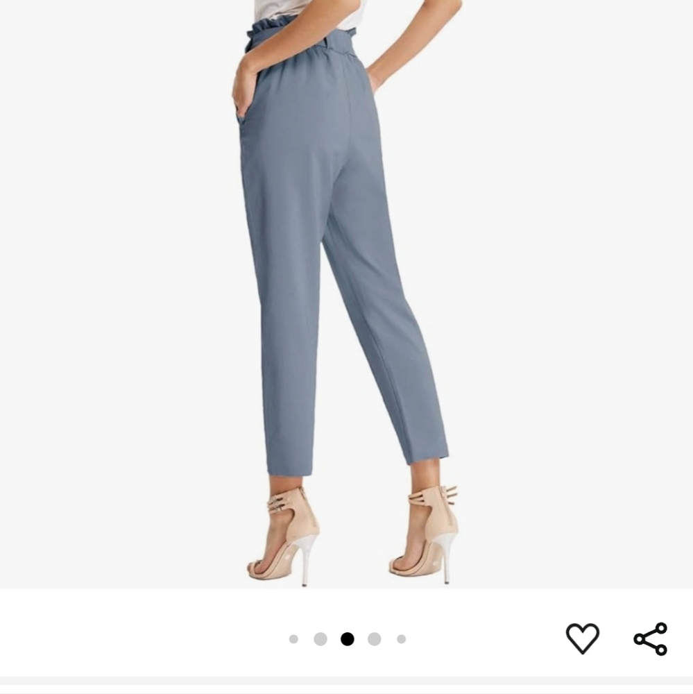 Stylish blue gray paperbag pants, size Large